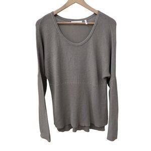 Helmut Lang Sweater Size M Grey Mixed Knit Scoop Neck Long Sleeve Lightweight
